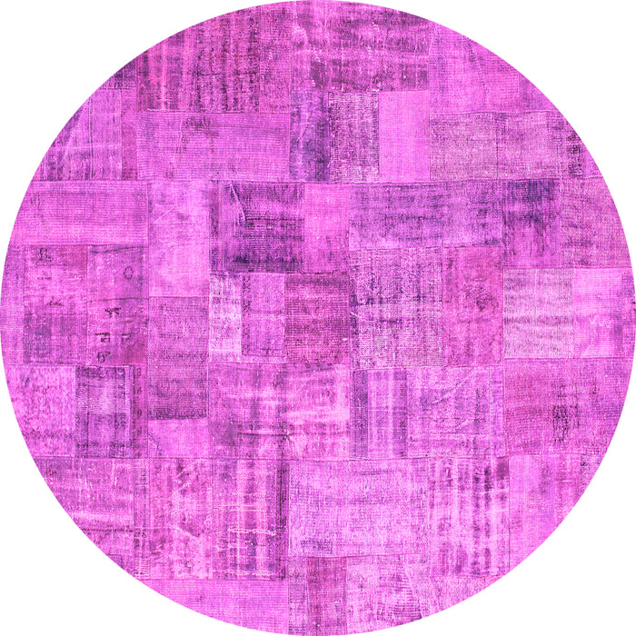 Round Patchwork Pink Transitional Rug, con1390pnk