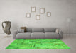 Machine Washable Patchwork Green Transitional Area Rugs in a Living Room,, wshcon1390grn