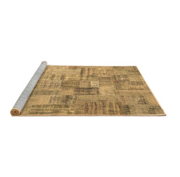 Sideview of Machine Washable Patchwork Brown Transitional Rug, wshcon1390brn