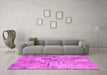 Machine Washable Patchwork Pink Transitional Rug in a Living Room, wshcon1390pnk