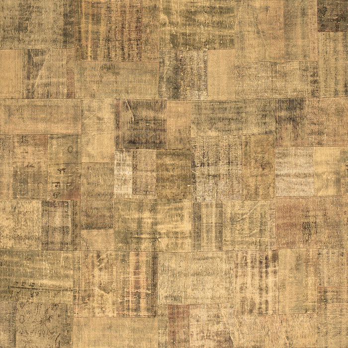 Square Machine Washable Patchwork Brown Transitional Rug, wshcon1390brn