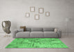 Machine Washable Patchwork Emerald Green Transitional Area Rugs in a Living Room,, wshcon1390emgrn