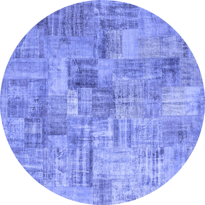 Round Patchwork Blue Transitional Rug, con1390blu