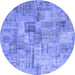 Round Patchwork Blue Transitional Rug, con1390blu