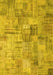 Machine Washable Patchwork Yellow Transitional Rug, wshcon1390yw