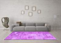 Machine Washable Patchwork Purple Transitional Rug, wshcon1391pur