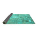 Sideview of Patchwork Turquoise Transitional Rug, con1391turq