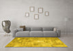 Machine Washable Patchwork Yellow Transitional Rug in a Living Room, wshcon1391yw