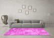 Machine Washable Patchwork Pink Transitional Rug in a Living Room, wshcon1391pnk