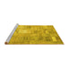 Sideview of Machine Washable Patchwork Yellow Transitional Rug, wshcon1391yw