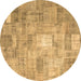 Round Patchwork Brown Transitional Rug, con1391brn