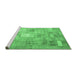 Sideview of Machine Washable Patchwork Emerald Green Transitional Area Rugs, wshcon1391emgrn