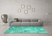 Machine Washable Patchwork Turquoise Transitional Area Rugs in a Living Room,, wshcon1391turq