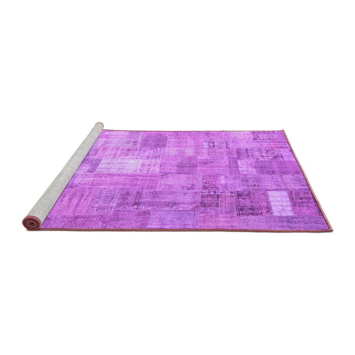 Sideview of Machine Washable Patchwork Purple Transitional Area Rugs, wshcon1391pur