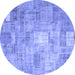 Round Patchwork Blue Transitional Rug, con1391blu