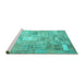 Sideview of Machine Washable Patchwork Turquoise Transitional Area Rugs, wshcon1391turq