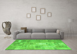 Machine Washable Patchwork Green Transitional Area Rugs in a Living Room,, wshcon1391grn