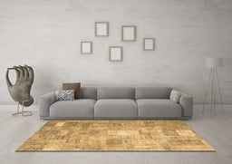 Machine Washable Patchwork Brown Transitional Rug in a Living Room,, wshcon1391brn