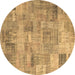 Round Patchwork Brown Transitional Rug, con1392brn