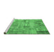 Sideview of Machine Washable Patchwork Emerald Green Transitional Area Rugs, wshcon1392emgrn