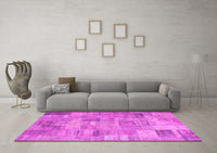 Machine Washable Patchwork Pink Transitional Rug, wshcon1392pnk