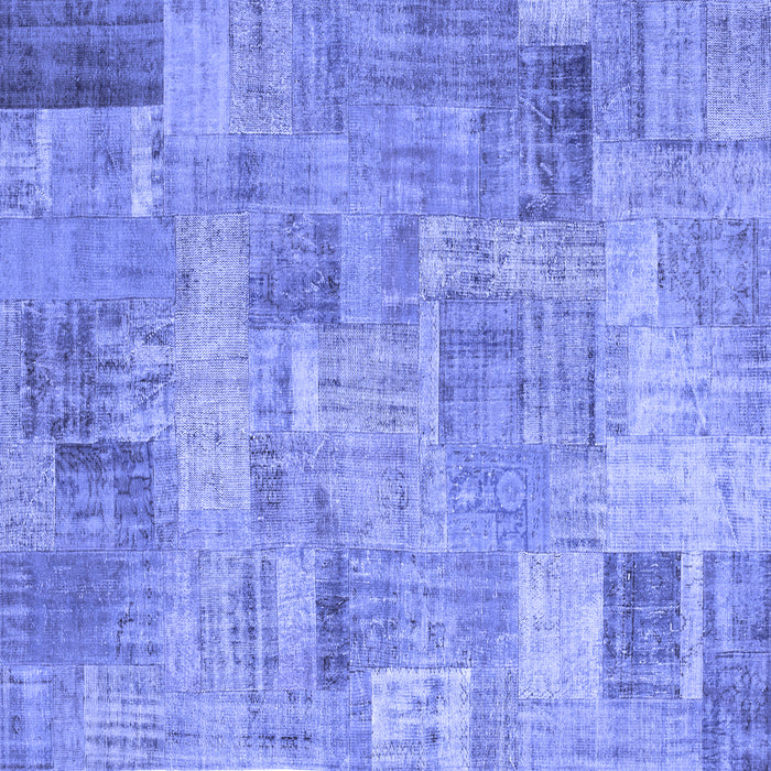 Square Machine Washable Patchwork Blue Transitional Rug, wshcon1392blu