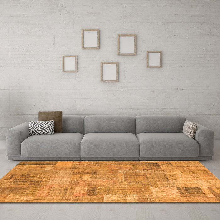 Machine Washable Patchwork Orange Transitional Area Rugs in a Living Room, wshcon1392org