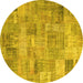 Round Patchwork Yellow Transitional Rug, con1392yw