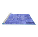 Sideview of Machine Washable Patchwork Blue Transitional Rug, wshcon1392blu