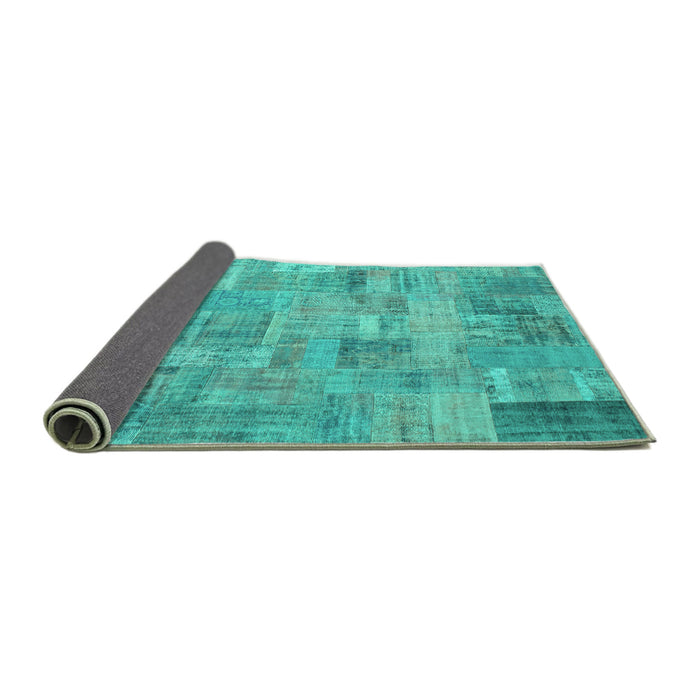 Sideview of Patchwork Turquoise Transitional Rug, con1392turq
