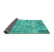 Sideview of Patchwork Turquoise Transitional Rug, con1392turq