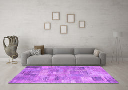 Machine Washable Patchwork Purple Transitional Area Rugs in a Living Room, wshcon1392pur