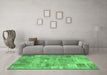 Machine Washable Patchwork Emerald Green Transitional Area Rugs in a Living Room,, wshcon1392emgrn