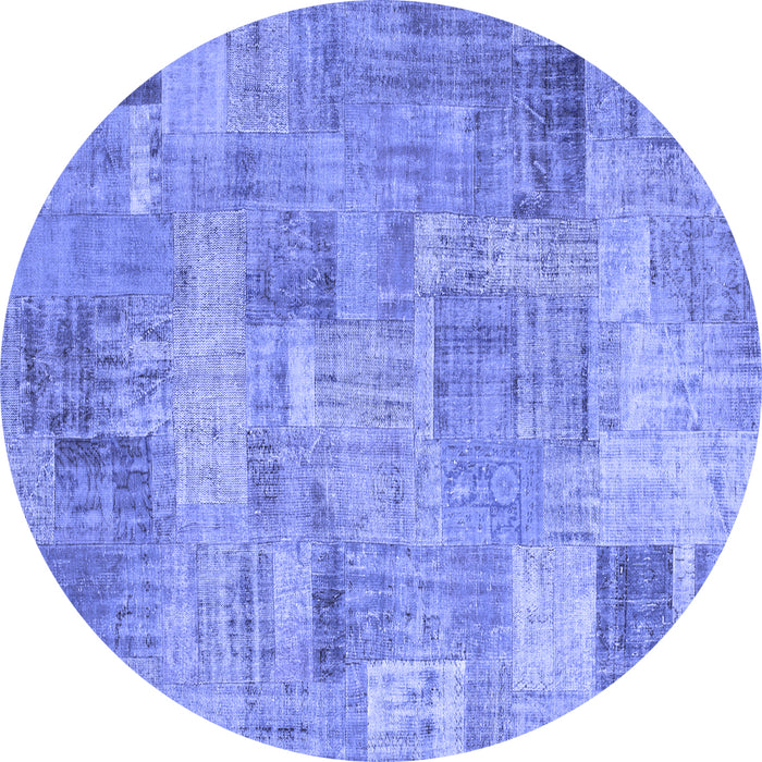 Round Patchwork Blue Transitional Rug, con1392blu