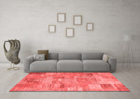 Machine Washable Patchwork Red Transitional Rug, wshcon1392red