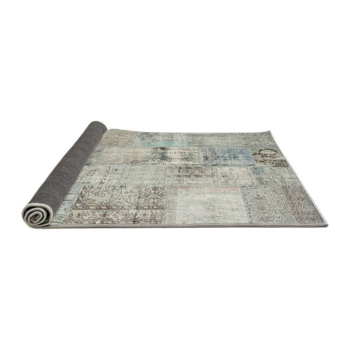 Thickness of Contemporary Pale Silver Gray Patchwork Rug, con1393