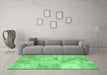 Machine Washable Patchwork Emerald Green Transitional Area Rugs in a Living Room,, wshcon1393emgrn