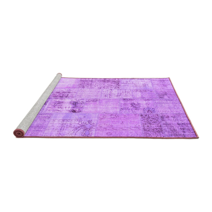 Sideview of Machine Washable Patchwork Purple Transitional Area Rugs, wshcon1393pur