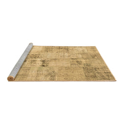 Sideview of Machine Washable Patchwork Brown Transitional Rug, wshcon1393brn