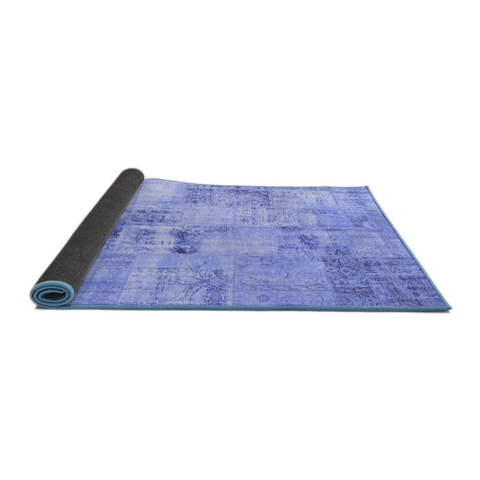 Sideview of Patchwork Blue Transitional Rug, con1393blu