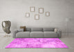 Machine Washable Patchwork Pink Transitional Rug in a Living Room, wshcon1393pnk