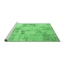 Sideview of Machine Washable Patchwork Emerald Green Transitional Area Rugs, wshcon1393emgrn