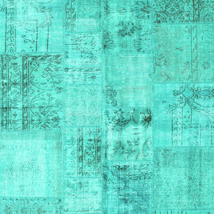 Machine Washable Patchwork Turquoise Transitional Area Rugs, wshcon1393turq