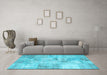 Machine Washable Patchwork Light Blue Transitional Rug in a Living Room, wshcon1393lblu