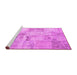 Sideview of Machine Washable Patchwork Pink Transitional Rug, wshcon1393pnk