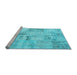 Sideview of Machine Washable Patchwork Light Blue Transitional Rug, wshcon1393lblu