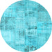 Round Patchwork Light Blue Transitional Rug, con1393lblu