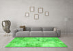 Machine Washable Patchwork Green Transitional Area Rugs in a Living Room,, wshcon1393grn