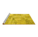 Sideview of Machine Washable Patchwork Yellow Transitional Rug, wshcon1393yw