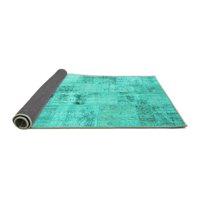 Sideview of Patchwork Turquoise Transitional Rug, con1393turq